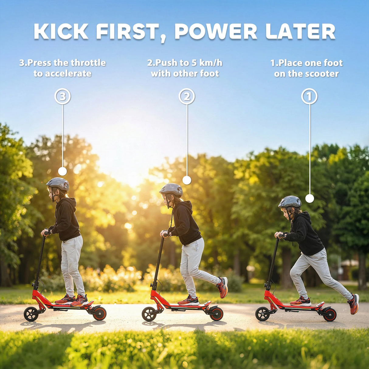 SPORTNOW Electric Scooter for Kids, Foldable E Scooter for Age Age 6+ with LED Display, RGB lights, Up to 16km/h, Red