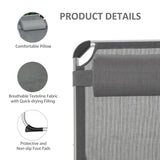 Outsunny Foldable Outdoor Sun Lounger, Reclining Lounge Chair Camping Bed Cot with Pillow 4-Level Adjustable Back Aluminium Frame, Dark Grey