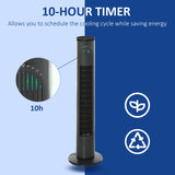 HOMCOM 30'' Freestanding Tower Fan, 3 Speed 3 Mode, 10h Timer, 70 Degree Oscillation, LED Light, 5M Remote Controller, Dark Grey