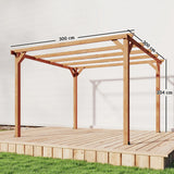 Outsunny 3 x 3 m Wooden Pergola Kit, Garden Pergola Gazebo Grape Trellis with Triangle Supports, 5 Beams, Maple Wood-effect