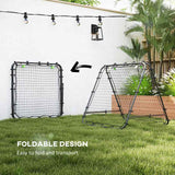 HOMCOM Double Sided Football Rebounder Net, Football Rebound Goal with Five Adjustable Angles, Black