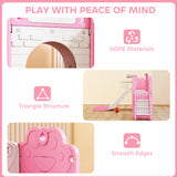 AIYAPLAY 7 in 1 Toddler Slide Set with Basketball Hoop, Climbing Frame, Telescope, Drawing Board, Storage Box, Pink