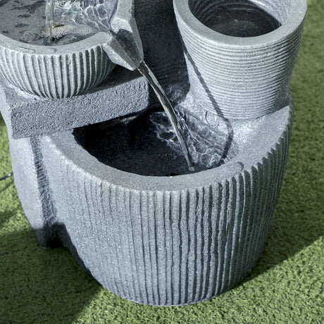 Outsunny Solar Powered Outdoor Water Fountain - Dark Grey