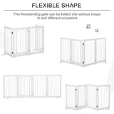 PawHut Freestanding Pet Gate 4 Panels Wooden Dog Safety Fence Foldable with Support Feet for Doorway Stairs 91cm Tall White