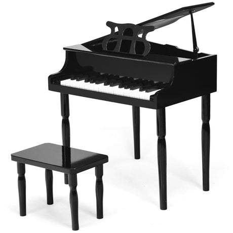 30-Key Classic Baby Grand Piano with Bench &amp; Music Rack-Black