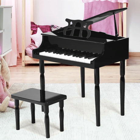 30-Key Classic Baby Grand Piano with Bench &amp; Music Rack-Black