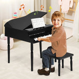 30-Key Classic Baby Grand Piano with Bench &amp; Music Rack-Black