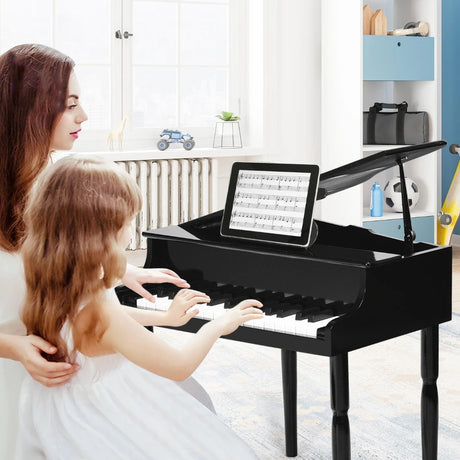 30-Key Classic Baby Grand Piano with Bench &amp; Music Rack-Black