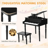 30-Key Classic Baby Grand Piano with Bench &amp; Music Rack-Black