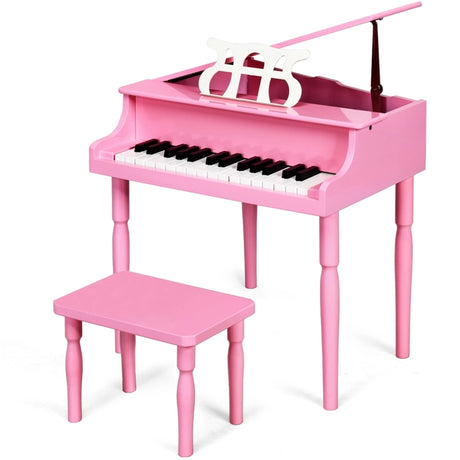 30-Key Classic Baby Grand Piano with Bench &amp; Music Rack-Pink