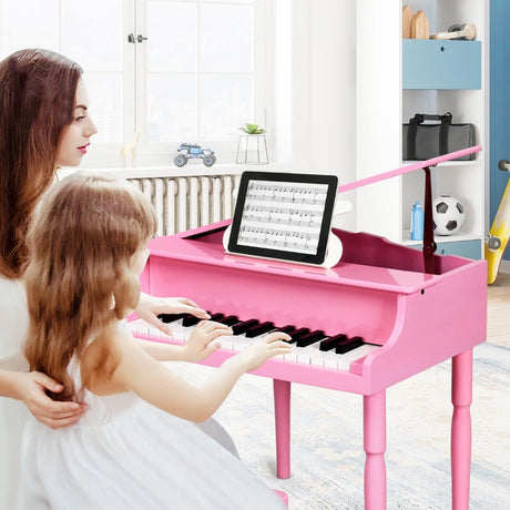 30-Key Classic Baby Grand Piano with Bench &amp; Music Rack-Pink