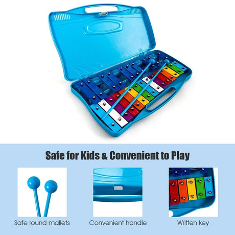 25 Note Xylophone with suitcase-like outlook for Kids-Blue