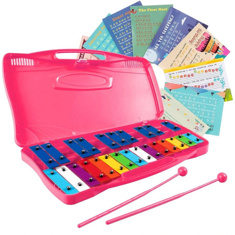 25 Note Xylophone with suitcase-like outlook for Kids-Pink