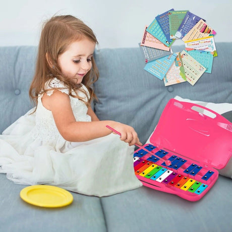 25 Note Xylophone with suitcase-like outlook for Kids-Pink