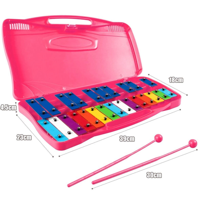 25 Note Xylophone with suitcase-like outlook for Kids-Pink