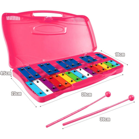 25 Note Xylophone with suitcase-like outlook for Kids-Pink