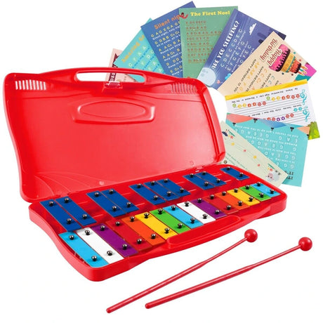 25 Note Xylophone with suitcase-like outlook for Kids-Red