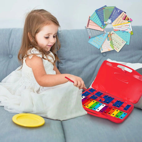 25 Note Xylophone with suitcase-like outlook for Kids-Red