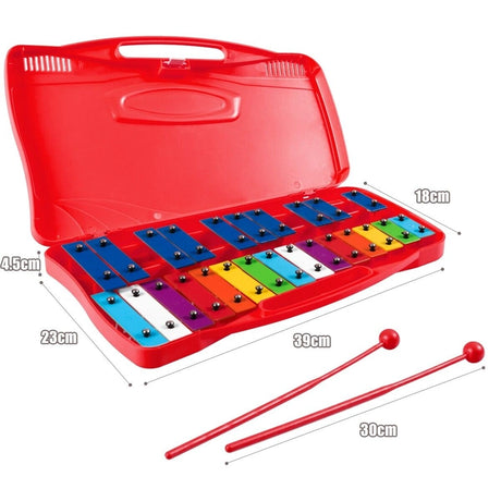25 Note Xylophone with suitcase-like outlook for Kids-Red