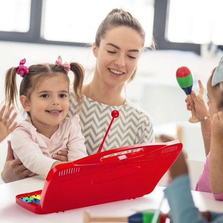 25 Note Xylophone with suitcase-like outlook for Kids-Red