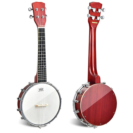 24 Inch Sonart 4-String Banjo Ukulele with Remo Drumhead and Gig Bag