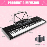61-Key Electronic Keyboard with Microphone-Black