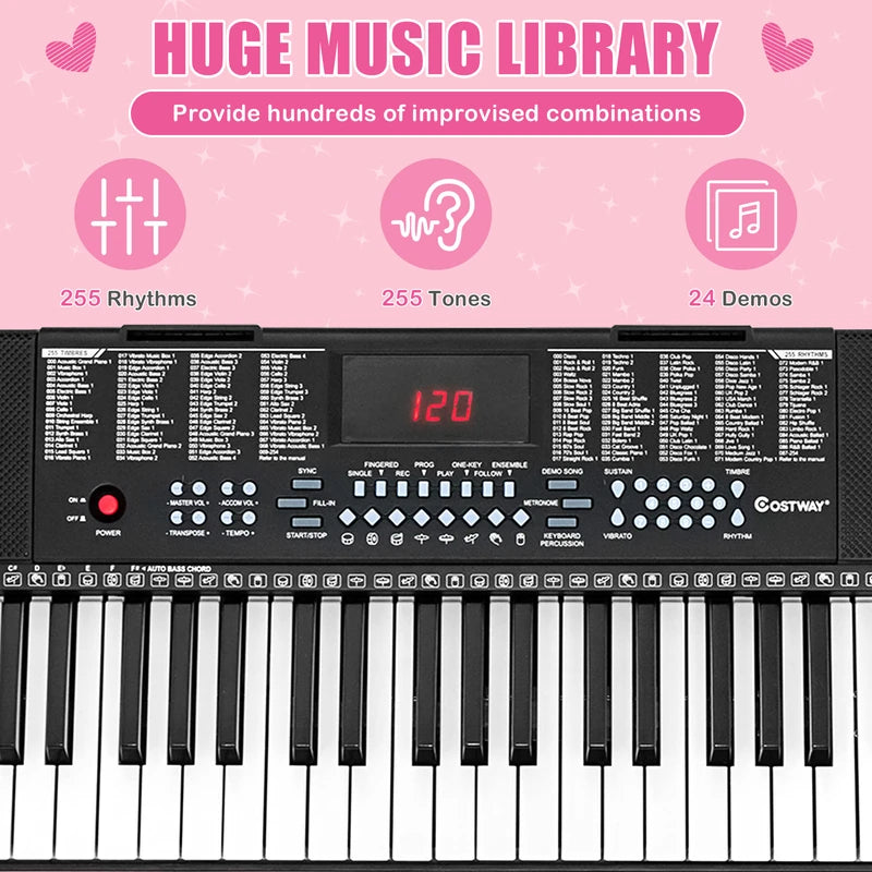 61-Key Electronic Keyboard with Microphone-Black
