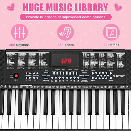 61-Key Electronic Keyboard with Microphone-Black
