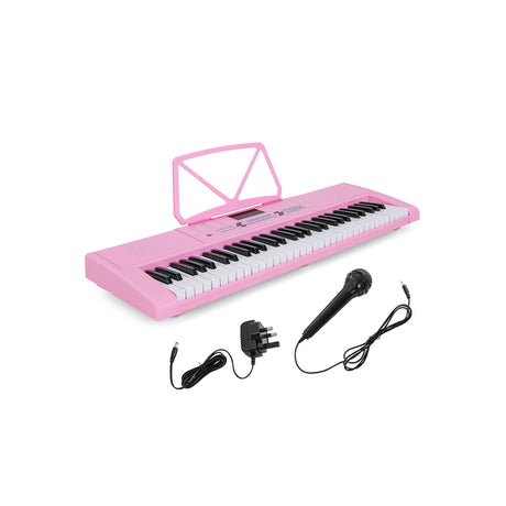 61-Key Electronic Keyboard with Microphone-Pink