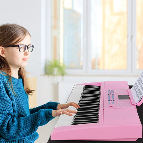 61-Key Electronic Keyboard with Microphone-Pink