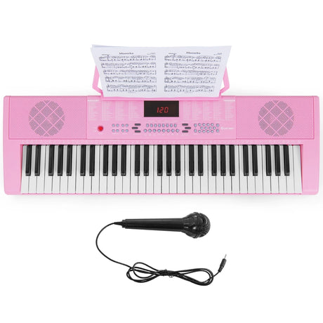61-Key Electronic Keyboard with Microphone-Pink