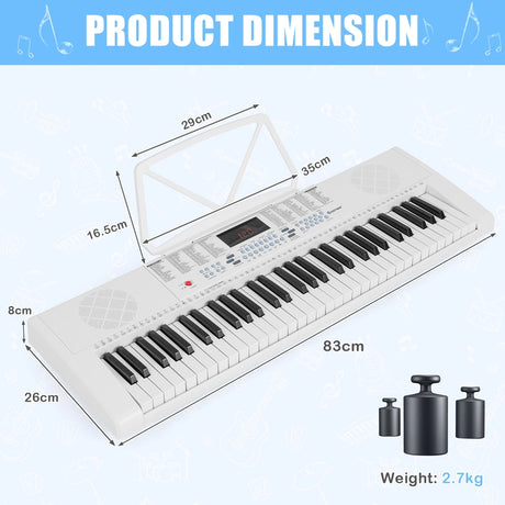 61-Key Electronic Keyboard with Microphone-White