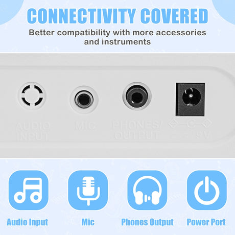 61-Key Electronic Keyboard with Microphone-White