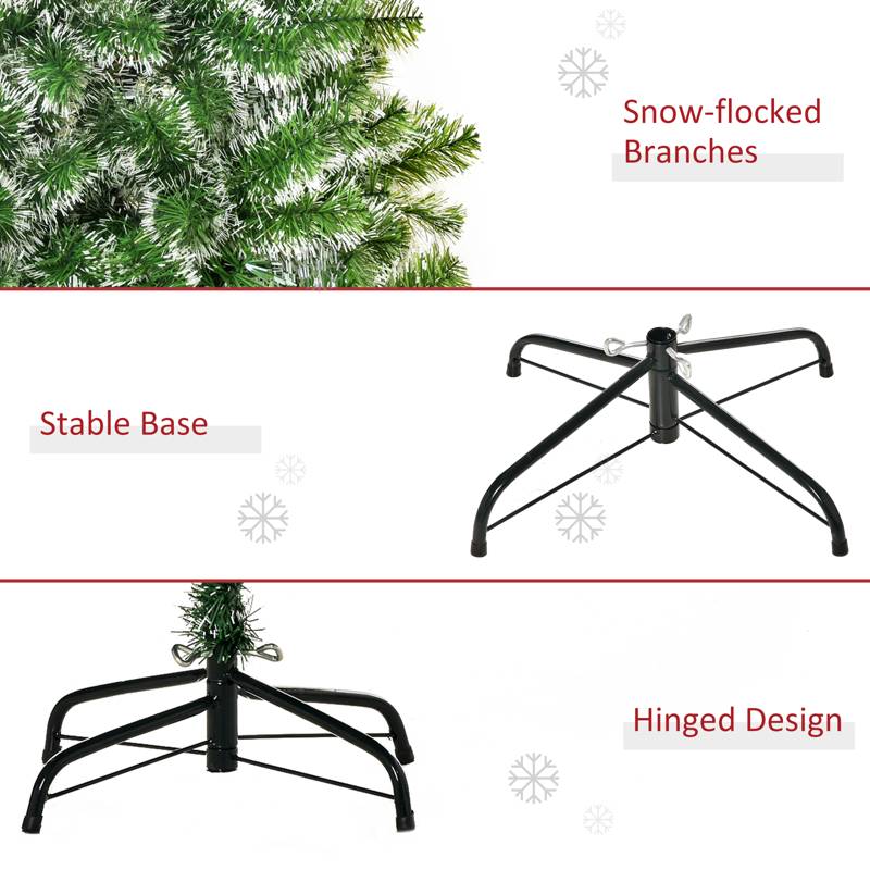 HOMCOM 7FT Indoor Christmas Tree Artificial Decoration Xmas Gift with Metal Stand Branch Tips