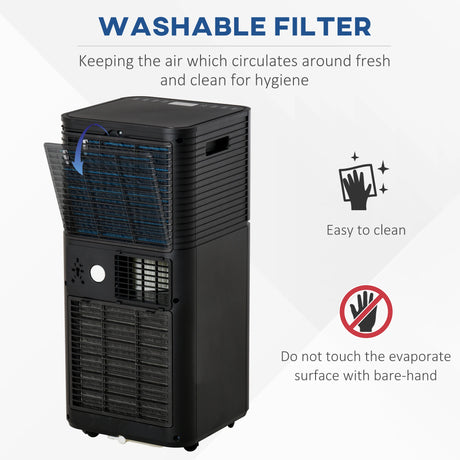 HOMCOM 7000 BTU 4-In-1 Portable Air Conditioner Unit Cooling Dehumidifying Ventilating  for Room up to 26m2, with Fan, Remote, 24H Timer, Window Mount Kit, R290, A Energy Efficiency