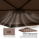 Outsunny 3x3 m Double-Tier Canopy Top Replacement-Coffee