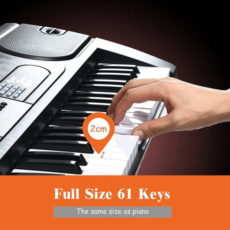 61-Key Electric Keyboard Piano with Foldable Bench and Microphone Headphone