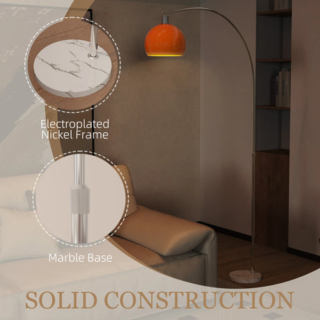 HOMCOM Floor Lamp for Living Room, Modern Standing Lamp with Shade & Foot Switch for Bedroom, Office, Orange