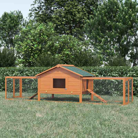 PawHut Wooden Guinea Pigs Hutches W/ Ramp-Golden Red