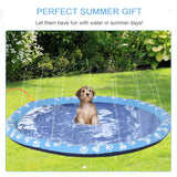 PawHut Dog Splash Pad, Pet Sprinkler Mat, Non-Slip Dog Paddling Pool, Foldable Outdoor Sprinkler and Splash Mat Water Play for Garden, Patio, Summer Fun, 170 cm