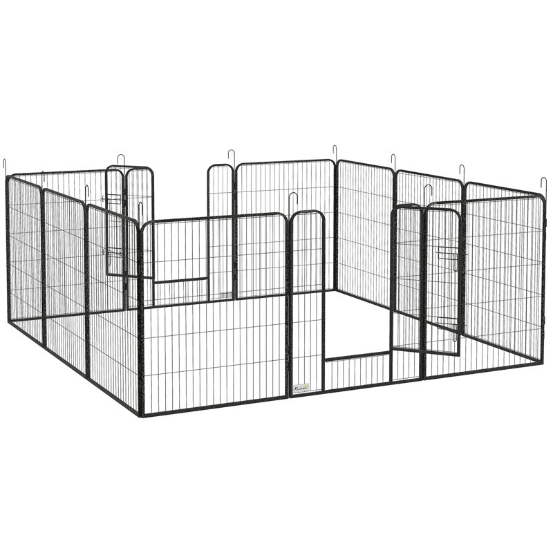 PawHut 12 Panels Heavy Duty Puppy Playpen, for Small Dogs, Indoor and Outdoor Use - Silver