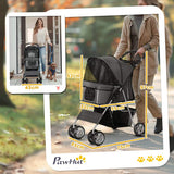 PawHut Foldable Pet Stroller for Small and Miniature Dog, Dark Grey