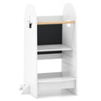 Kids Kitchen Tower Adjustable with Chalkboard and Safety Rail-White