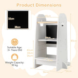 Kids Kitchen Tower Adjustable with Chalkboard and Safety Rail-White