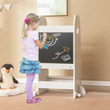Kids Kitchen Tower Adjustable with Chalkboard and Safety Rail-White