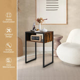 Industrial Beside Table with Open Storage Compartment