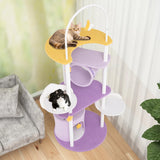 62 Inches Large Cat Tower with Metal Frame and Jumping Platforms-Purple