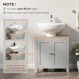 kleankin Under Sink Cabinet, Bathroom Sink Cabinet with 2 Doors, Pedestal Under Sink Design, Freestanding Bathroom Cupboard with Adjustable Shelf, Grey