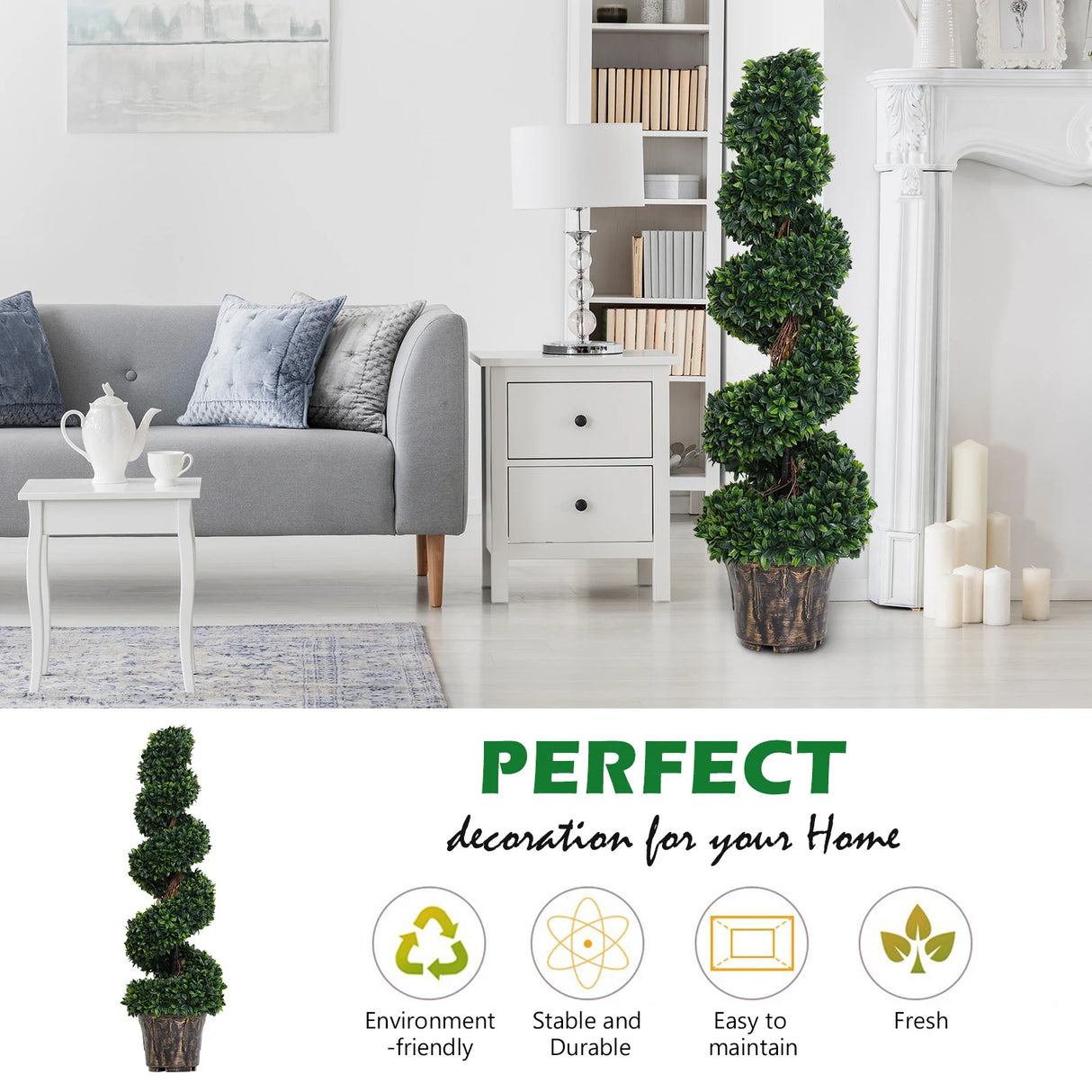 Outsunny Set of 2 Artificial Plants White Rose Floral in Pot, Fake Plants for Home Indoor Decor, 90cm, Yellow