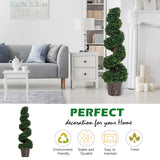 Outsunny Set of 2 Artificial Plants White Rose Floral in Pot, Fake Plants for Home Indoor Decor, 90cm, Yellow